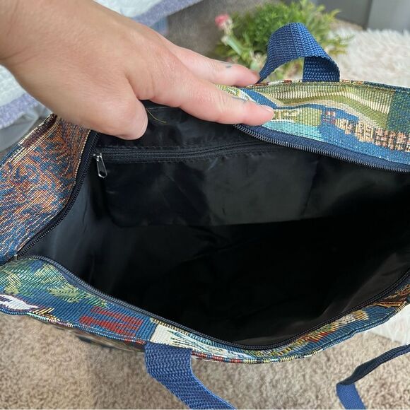 Vintage Style Las Vegas Casino Tapestry Colorful Lined Zip Closure Tote Bag - Picture 8 of 9